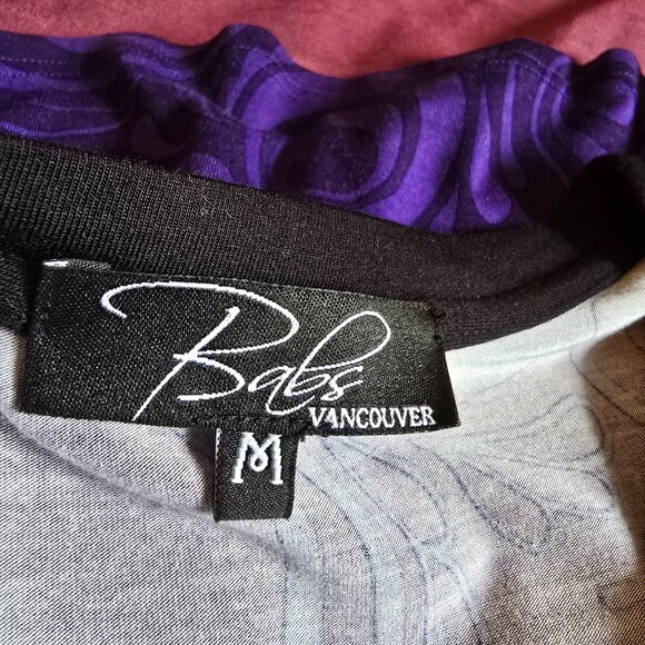 Babs Vancouver - Boutique Tunic in Purple Circles & Swirls, Inset Black - Picture 7 of 9